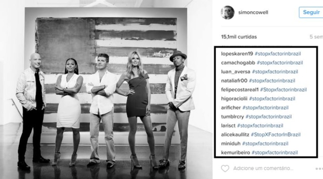 Reprodução/Instagram Os candidatos estão revoltados e unidos nos comentários do Instagram de Simon.