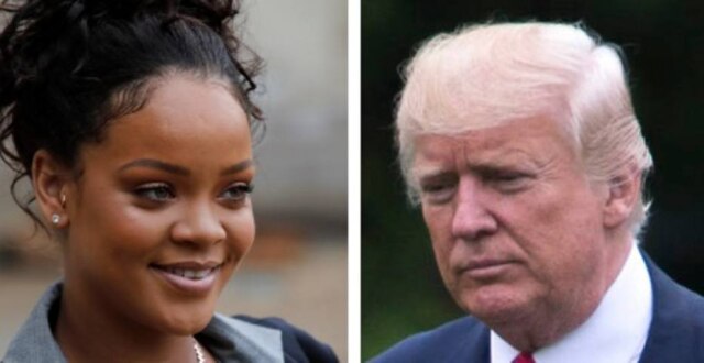 Benoit Tassier / Reuters | Tom Brenner / The New York Times A cantora Rihanna e o presidente dos Estados Unidos Donald Trump