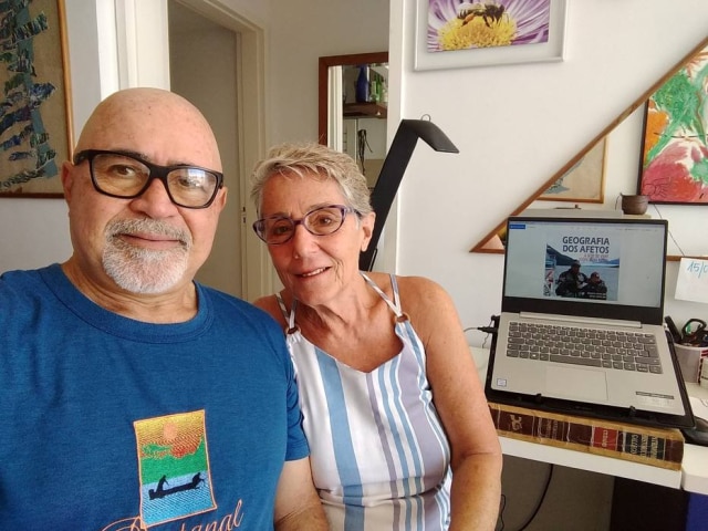arquivo pessoal O casal Elisabetta Romano Jales e George Walmor Jales, em quarentena na pandemia de covid-19