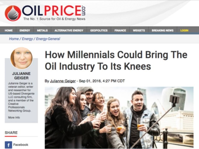 Reprodução/Buzzfeed Como os Millennials podem deixar a indústria de óleo de joelhos.