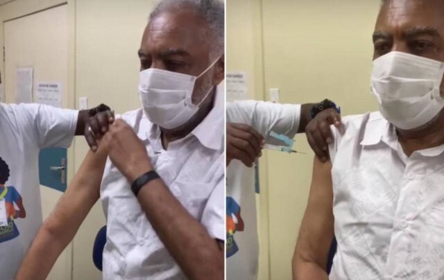 Instagram/ @gilbertogil Gilberto Gil recebeu a primeira dose da vacina contra covid-19 nesta sexta-feira, 12