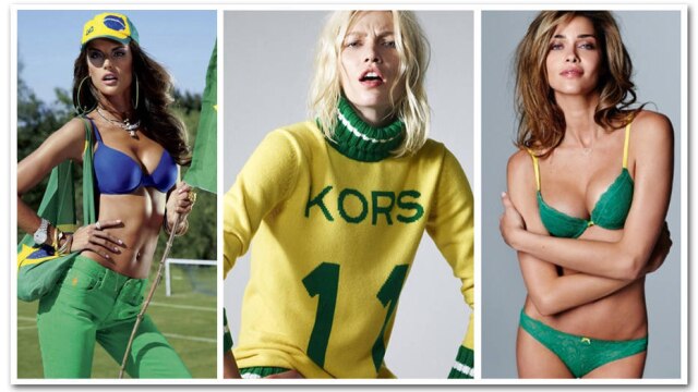 Reprodução Em campanhas e editoriais de revistas, nossas tops, acostumadas a vestir a camisa do país em passarelas, se vestiram das cores da bandeira