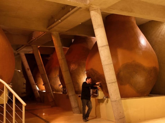 Divulgação Os vinhos passam por ânforas de barro, da mesma forma que seu avô fazia.