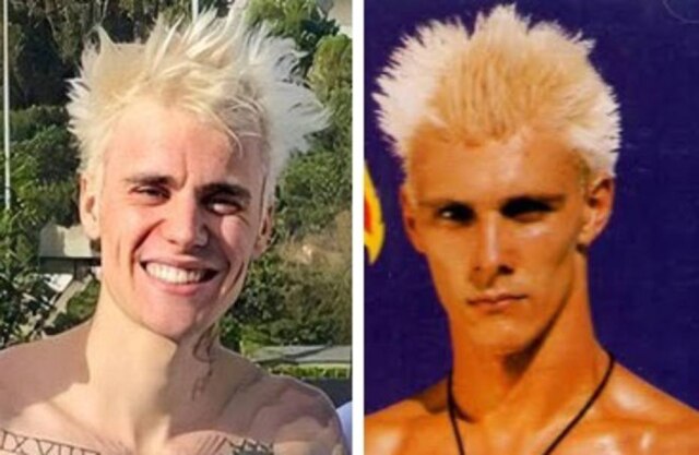 Instagram / @suplaoriginal Justin Bieber em foto de 2019 e Supla na capa de seu álbum de 1989.