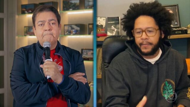 Rede Globo / Reprodução O rapper Emicida conversou com Fausto Silva no domingo, 14