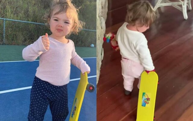 Instagram/ @rafavitti Clara Maria brincando com seu skate