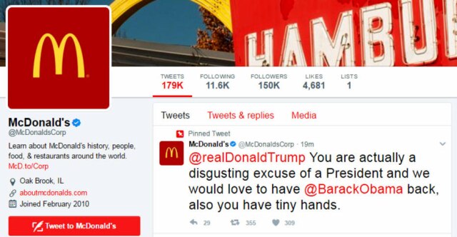 The Washington Post Tuíte do McDonald's.