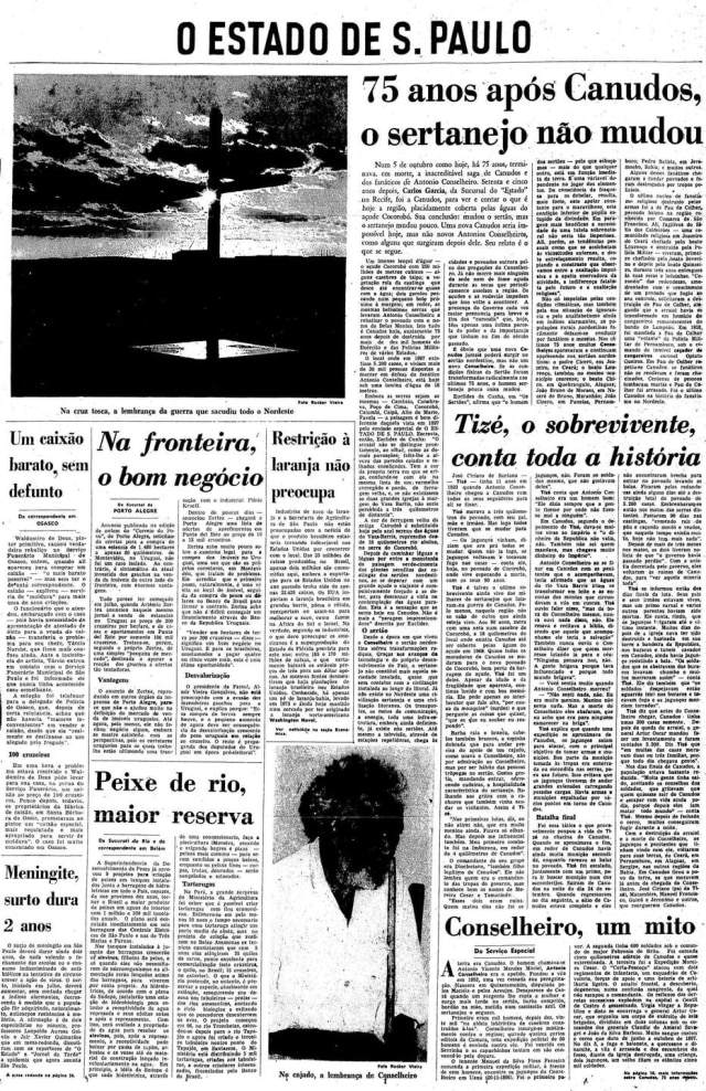 Acervo Estadão Canudos, 75 anos depois, por Carlos Garcia, no Estadão de 5/10/1972