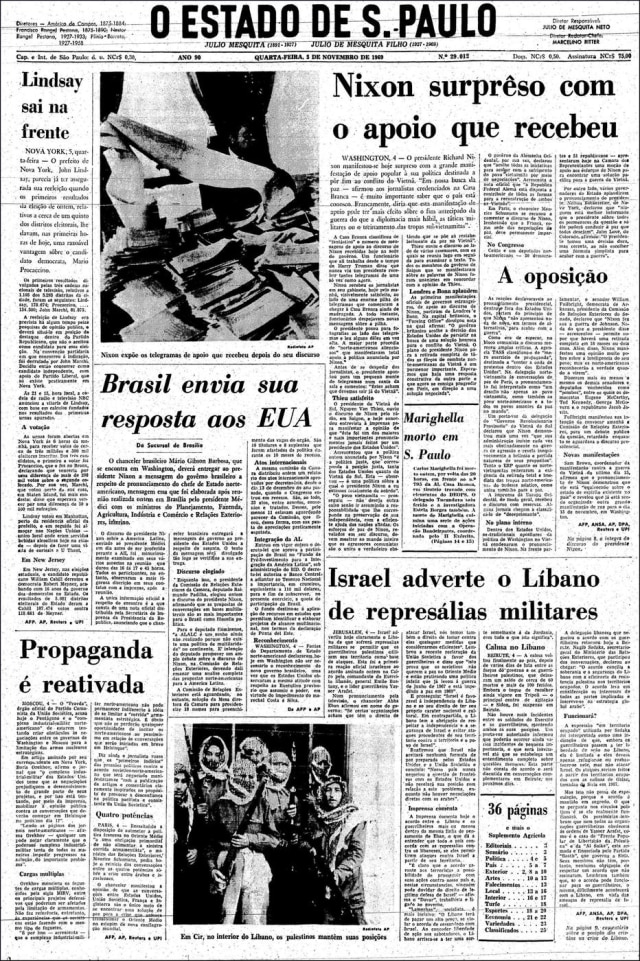 Acervo/Estadão O Estado de S.Paulo - 05/11/1969. Clique aqui para ver a capa