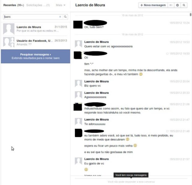 Divulgação/Polícia Civil do Paraná Polícia divulgou várias conversas de Laércio, com a menina que na época tinha 13 anos.