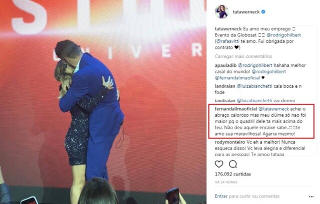 Instagram/@TataWerneck Fernanda Lima comentou a publicação com muito bom humor.