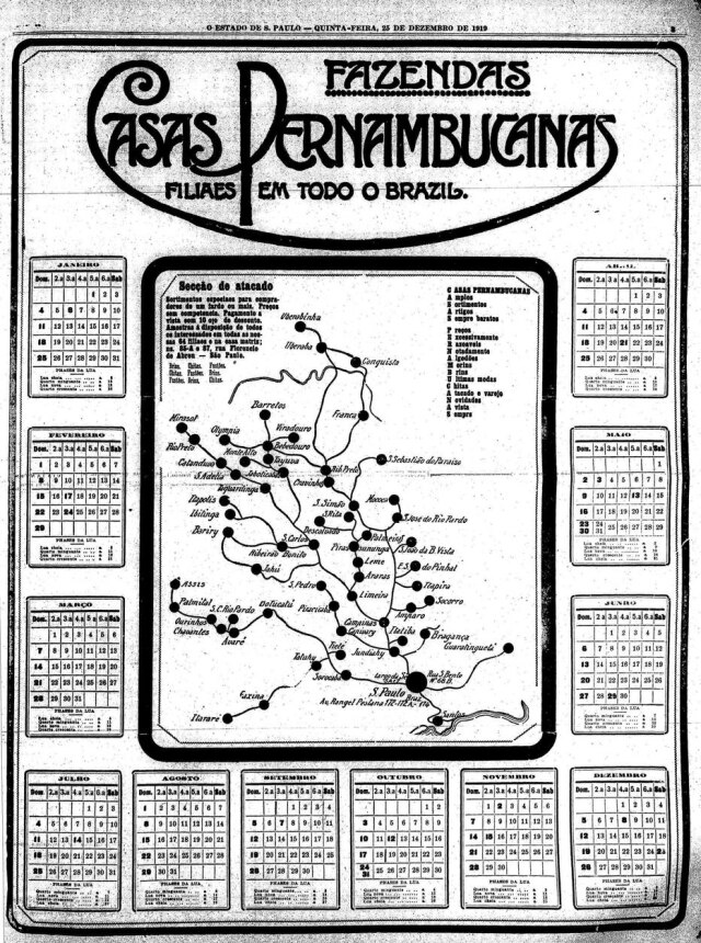 AcervO Estadão Anúncio das Casas Pernambucanas em 25/12/1919
