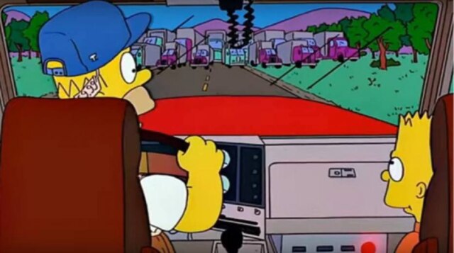 Fox Cena de 'Os Simpsons' que foi comparada com a greve dos caminhoneiros.
