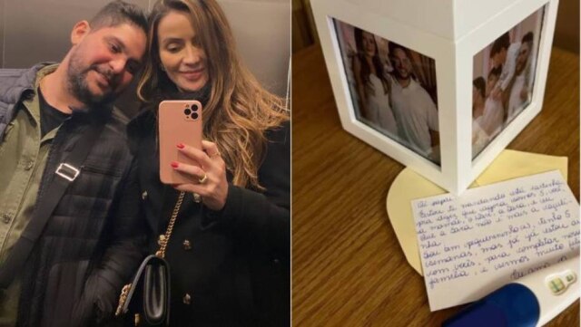 Instagram/@rachelboscatti e Instagram/@jorgeemateus Jorge, da dupla com Mateus, descobre que será pai novamente e se emociona ao ler carta escrita por sua mulher.