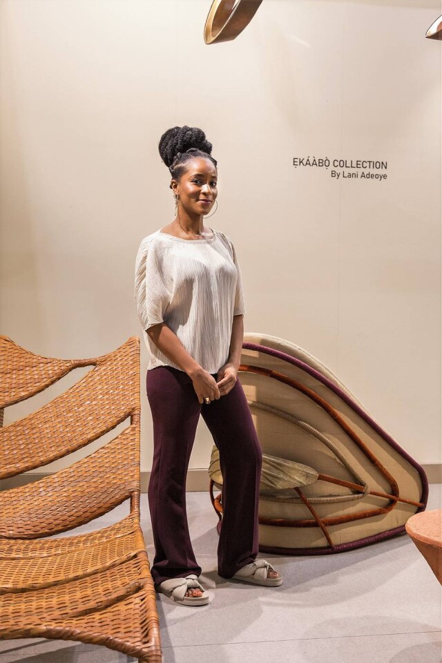 Ludovica Mangini A designer nigeriana Lany Adeoye cujos móveis são feitos com matéria prima local. Ela participou no Salone Satellite, mostra anual voltada para os novos talentos do design de todo o mundo.