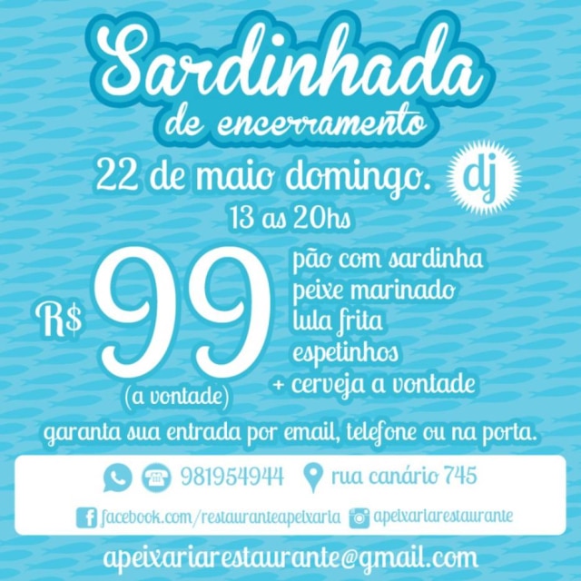 Divulgação Convite da festa de encerramento d'A Peixaria, em Moema