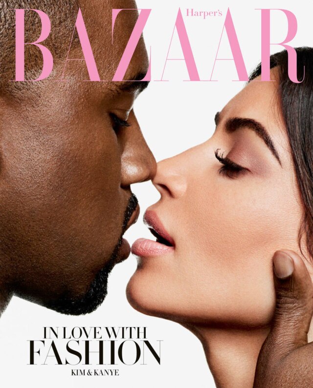 Reprodução/Harper's Bazaar Kanye West e Kim Kardashian são capa da Harper's Bazaar americana