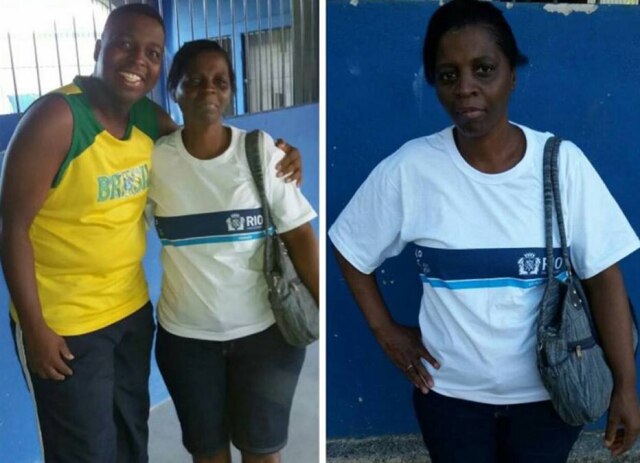 Reprodução/Facebook O carioca Vanderson Nascimento e sua mãe, de 52 anos, indo para a escola.