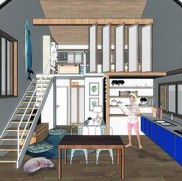 URBANO STUDIO A escada dá acesso ao mezanino, reposicionada para permitir maior integração no piso térreo