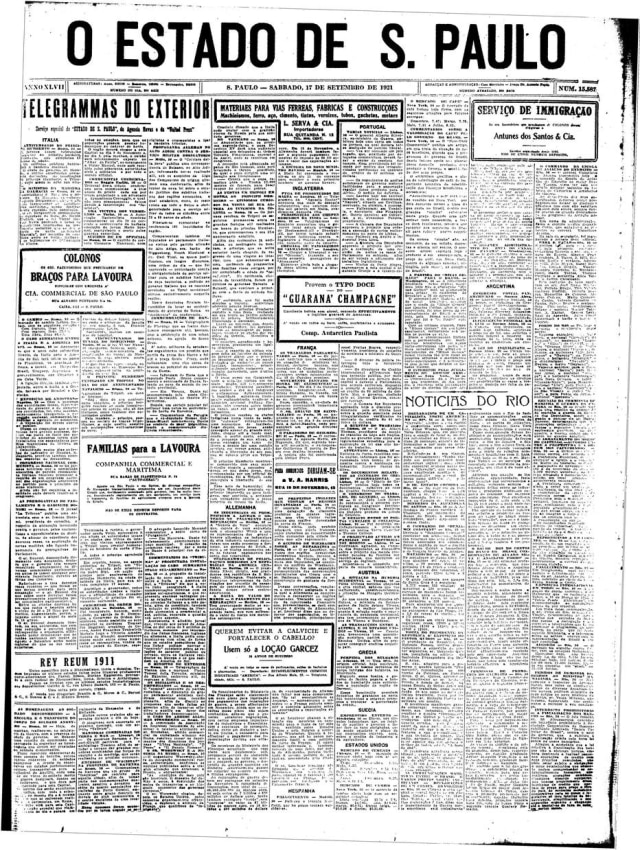 Acervo/Estadão >> Estadão- 17/9/1921