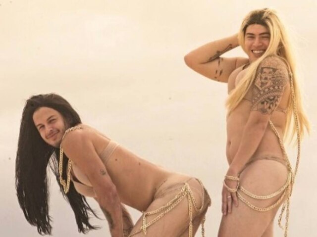 Instagram / @whinderssonnunes Kaio Oliveira e Whindersson Nunes caracterizados como Anitta e Pabllo Vittar