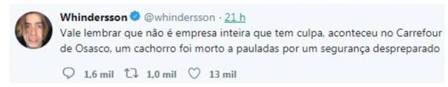 Twitter/@whindersson O youtuber e humorista Whindersson Nunes.