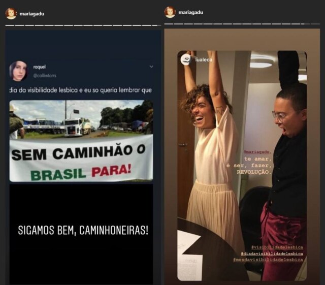 Instagram / @mariagadu Postagens feitas por Maria Gadú no Dia da Visibilidade Lésbica