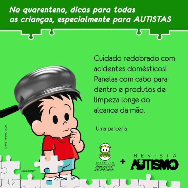 Divulgação Instituto Mauricio de Sousa e 'Revista Autismo' dão dicas durante pandemia de covid-19.