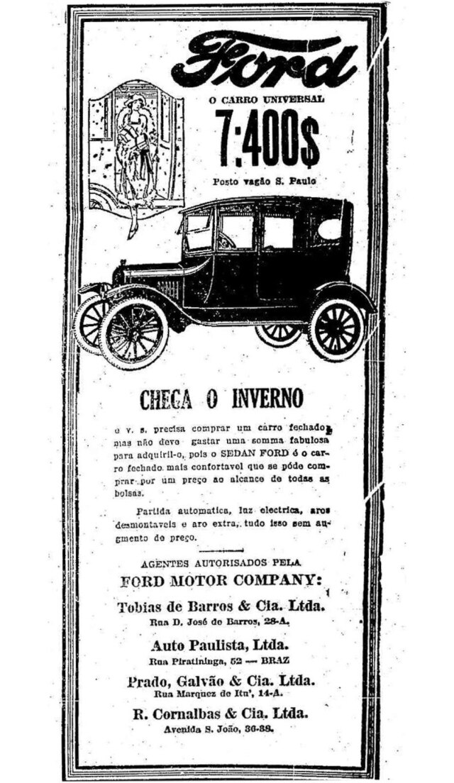 Acervo/ Estadão Anúncio do Ford T - 1923, publicado no Estadão de 24/5/1923