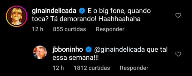 Instagram/ @jbboninho Boninho foi questionado por um perfil no Instagram quando o telefone vai tocar dentro da casa.