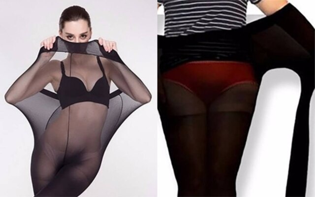 Divulgação/ Wish A meia calça anunciada com esta propaganga custa apenas 2 euros