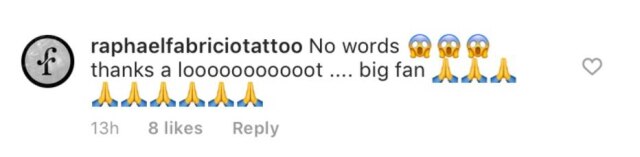 Instagram/@violadavis O tatuador Raphael Fabrício ficou 'sem palavras' ao ver que Viola Davis tinha publicado o trabalho que ele fez.