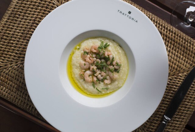 Johnny Mazzilli Camarões cinzas com polenta branca, entrada que a chef Mara Zanetti Martin apresenta no Trattoria Fasano