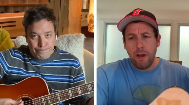 YouTube / @The Tonight Show Starring Jimmy Fallon Jimmy Fallon e Adam Sandler