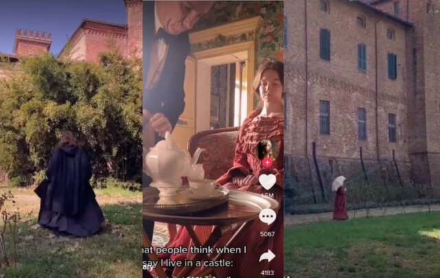 TikTok / @thecastlediary Ludovica Sannazzaro, de 19 anos, viralizou no TikTok ao mostrar seu dia a dia morando no Castello Sannazaro.