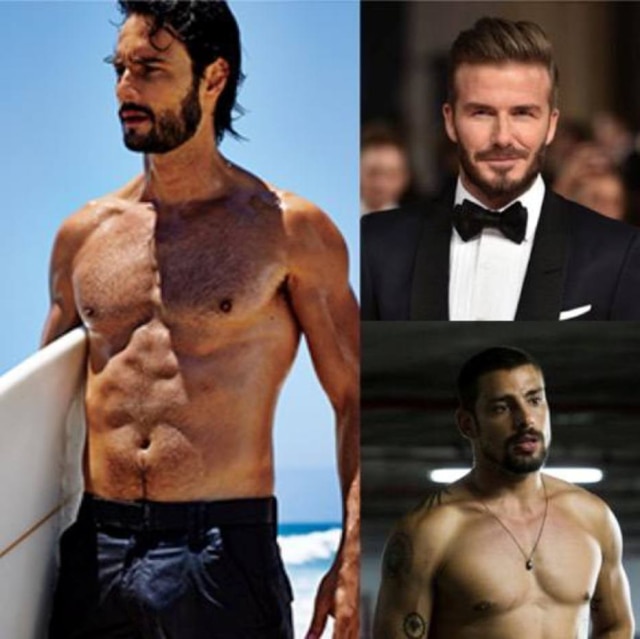 Reprodução Rodrigo Santoro, David Beckham e Cauã Reymond representam o ideal masculino de beleza
