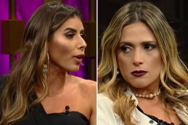 Reprodução de 'Programa do Porchat' (2018)/Record TV Thaís Bianca e Nadja, ex-participantes do 'Power Couple Brasil'