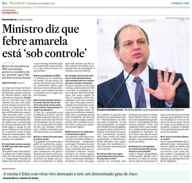 Acervo/Estadão >> Estadão - 23/01/2018