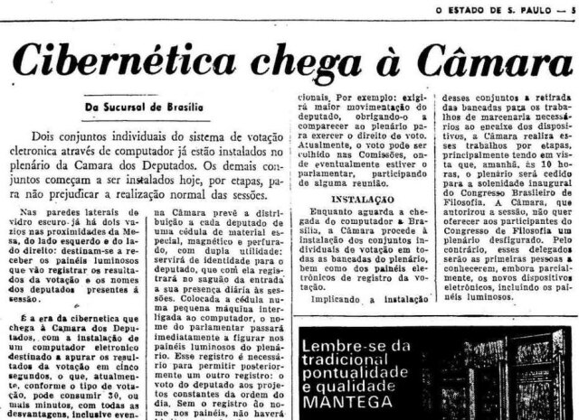Acervo Estadão Cibernética chega à Câmara em 1972