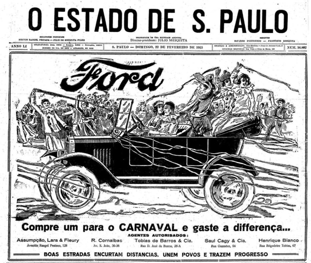 Acervo/ Estadão Capa de O Estado de S.Paulo de 22/02/1925