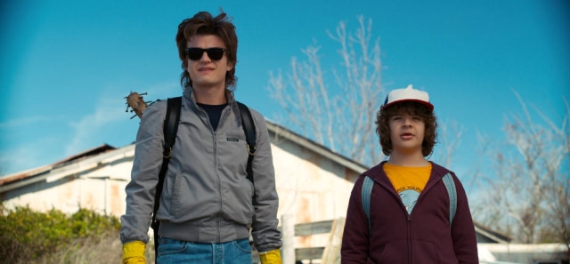 Netflix/ Divulgação Steve Harrington e Dustin Henderson se tornam amigos durante a segunda temporada de Stranger Things