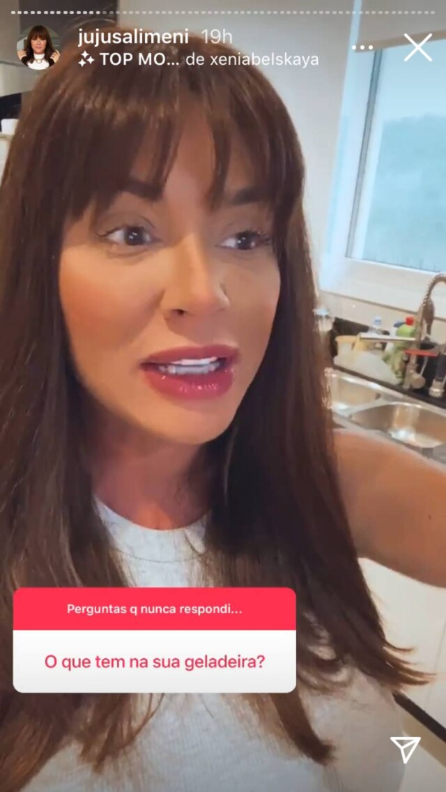 Reprodução Instagram / @JujuSalimeni Juju Salimeni mostra sua geladeira