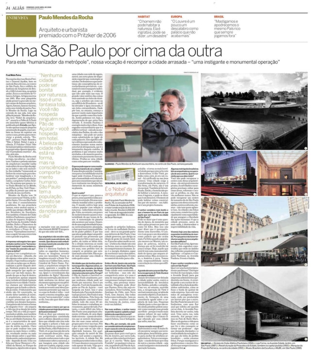 Acervo/Estadão Entrevista com o arquiteto publicada em 16 de abril de 2006