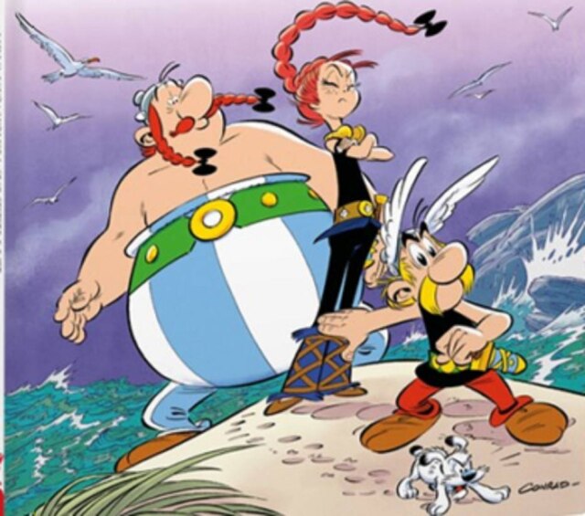 Divulgação/Les Éditions Albert-René Asterix terá que proteger a jovem Adrénaline na nova HQ.