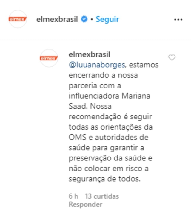 Instagram / @elmexbrasil Posicionamente da empresa Elmex Brasil