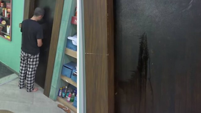 YouTube / @A Fazenda Lucas Selfie urina em porta na sede de 'A Fazenda 12'