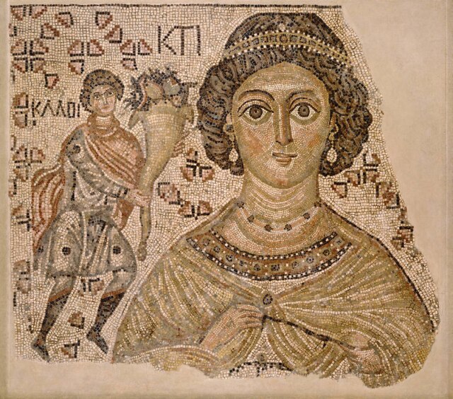 Divulgação Metropolitan Museum of Art Fragmento de um piso de mosaico com a personificação de Ktisis, obra do acervo do museu que integra o conjunto da exposição 'Heavenly Bodies'