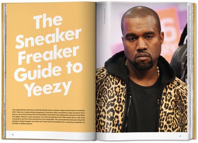 Sneaker Freaker/Taschen Duas das 672 páginas do livro, aqui com o rapper Kanye West e sua marca sensação Yeezy
