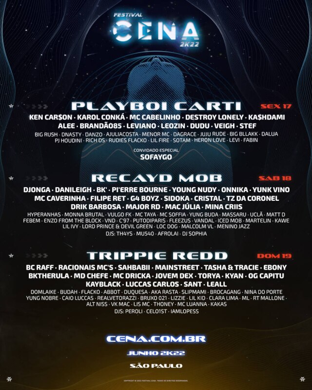 Instagram/ @cena2k22 Line-up do Festival Cena 2k22