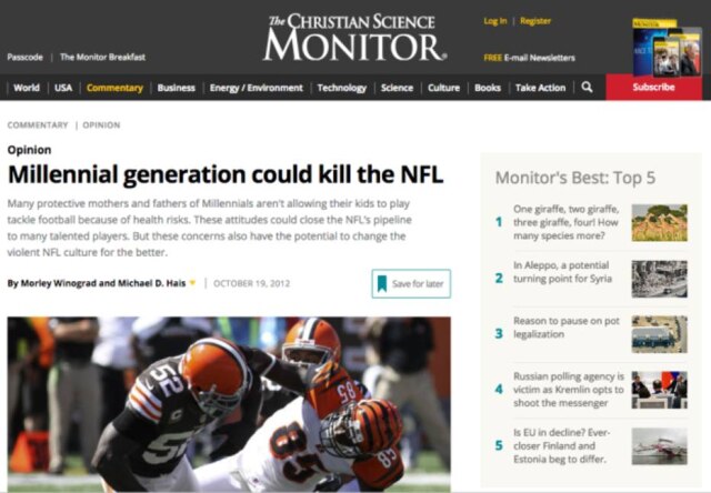 Reprodução/Buzzfeed Geração milênio pode matar a NFL.